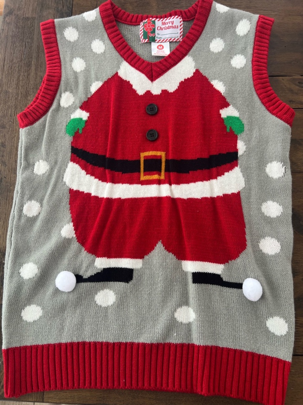 Christmas Santa Sweater Vest in Red, Gray, White